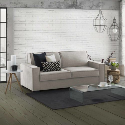 Canapé Lit 2 Places En Similcuir Gris Tourterelle 180x95h90 Cm