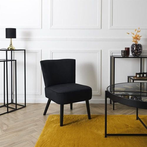 Fauteuil Crapaud En Velours Côtelé Noir