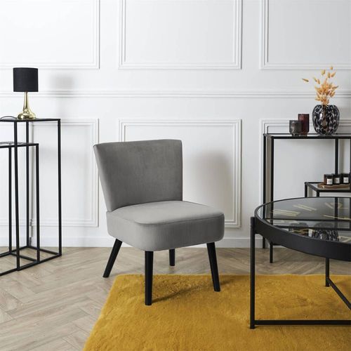 Fauteuil Crapaud En Velours Côtelé Gris