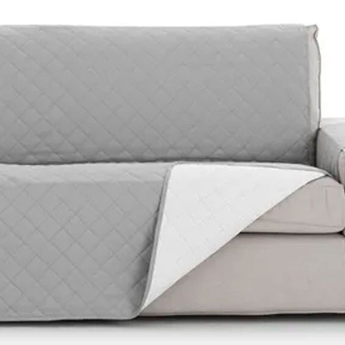Couvre Canapé 2 Places De 120 À 170cm En Tissu Gris Reversible