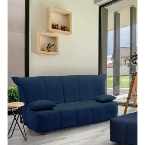 Canapé Lit 2 Places En Tissu Bleu 125x90h85 Cm