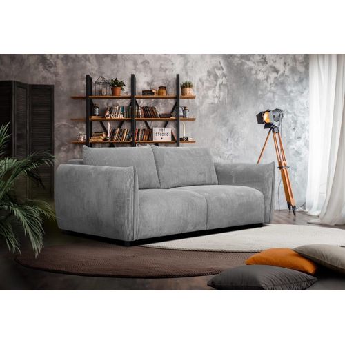 Canapé Droit Xxl 3 Places Tissu Gris Clair