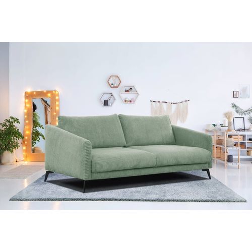 Canapé Droit Xxl 3 Places Tissu Vert Menthe