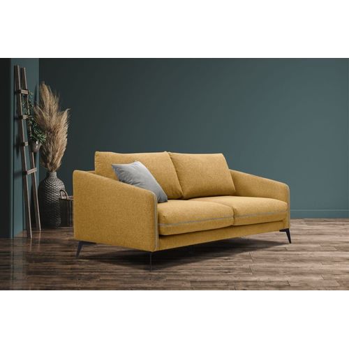 Canapé Droit 3 Places Tissu Jaune