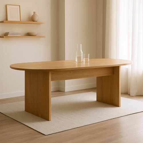 Table À Manger Ovale En Mélaminé Bois 8 Places