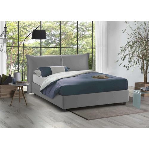 Lit Double En Tissu Gris 160x190 Cm