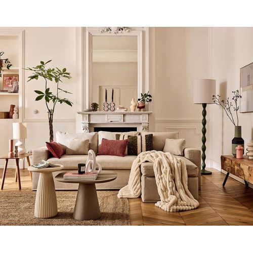 Canapé D'angle Réversible 3 Places En Velours Beige