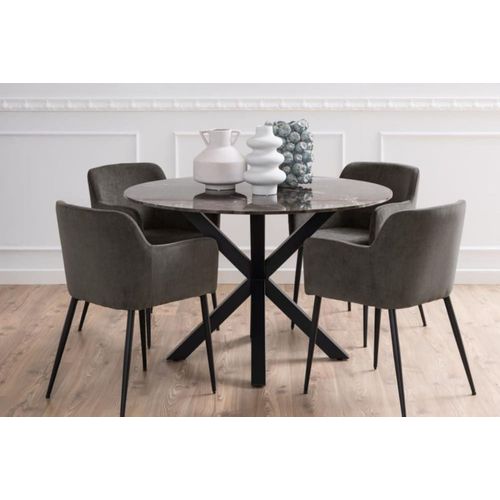 Table Ronde En Marbre Marron L120 6 Personnes