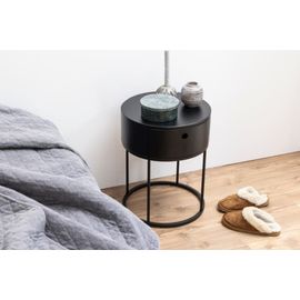 Table De Chevet Ronde De Style Contemporain Noir
