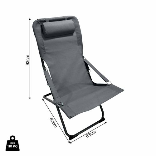 Chaise Longue Pliante En Acier Et Polyester, Gris