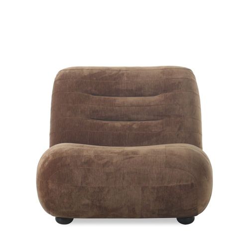 Fauteuil En Velours Et Bois - Marron