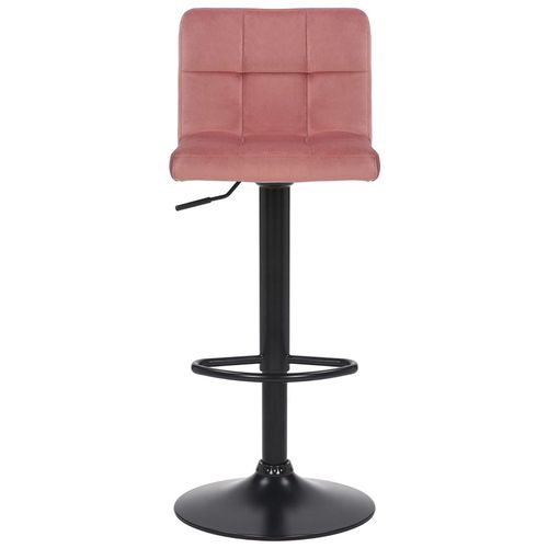 Tabouret De Bar Réglable Pivotant En Velours Rose