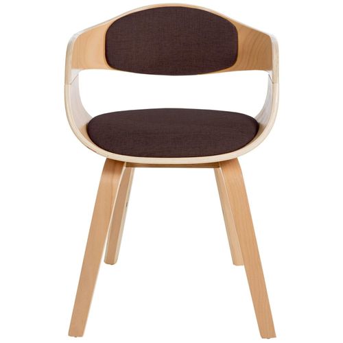 Chaise Avec Dossier Ajouré Et Accoudoirs En Tissu Nature / Marron