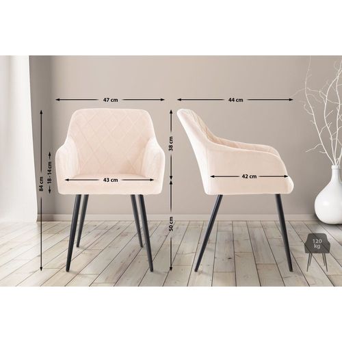 Chaise De Salle À Manger Avec Accoudoirs En Velours Beige