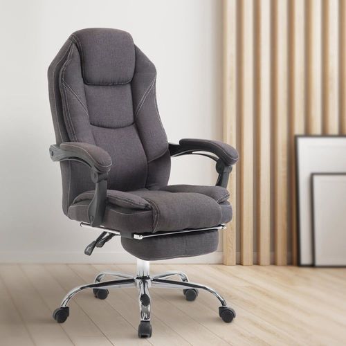 Chaise De Bureau Réglable Pivotante En Tissu Gris Foncé