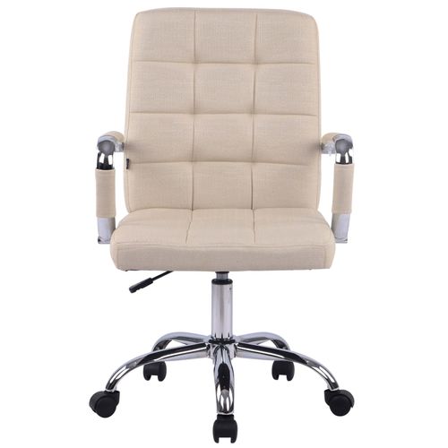 Chaise De Bureau Réglable Pivotante En Tissu Crème