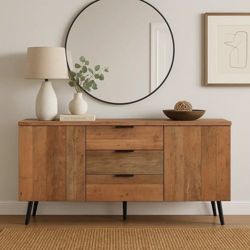 Console En Bois Avec 3 Tiroirs Industriel