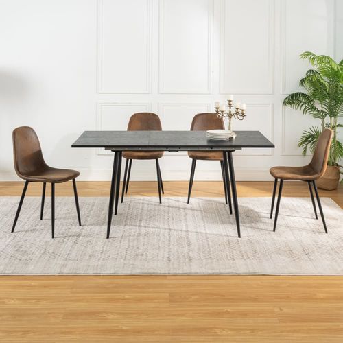Ensemble Table Extensible Effet Bois Foncé Et 4 Chaises