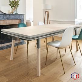Table Repas Rectangulaire 120x80 Cm 1 Rallonge, 100% Frêne Massif