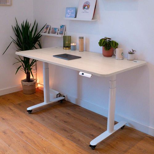 Bureau Assis Debout Effet Bois Naturel 160x80