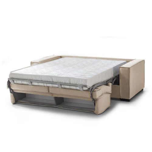 Canapé Lit 2 Places En Tissu Beige 180x95 Cm
