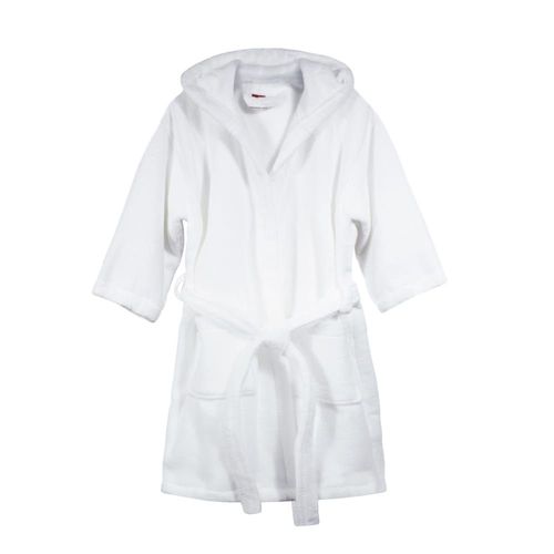 Peignoir À Capuche Enfant En Coton Bio Taille 2 Ans Blanc