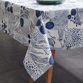 Nappe En Coton Enduit Acrylique Bleu 160x250 Cm