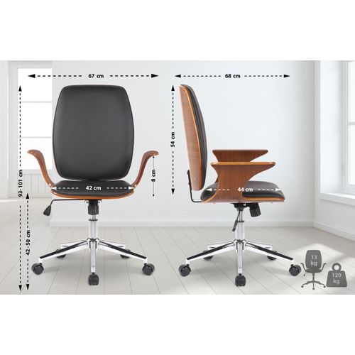 Chaise De Bureau Pivotant En Pvc Et Synthetique Noyer / Noir
