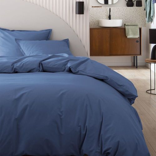 Drap Housse En Coton Bleu Denim 160x200 Made In France