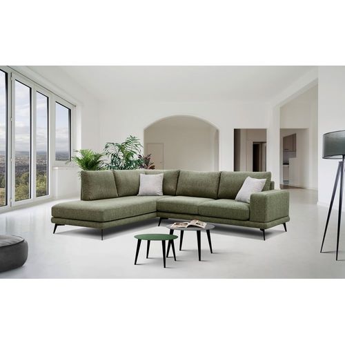 Canapé D'angle Gauche 5 Places Tissu Vert
