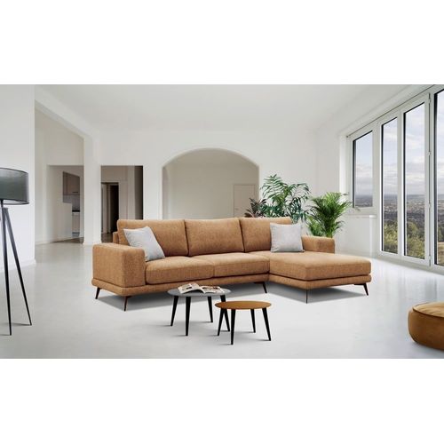 Canapé D'angle Droit 4 Places Tissu Orange