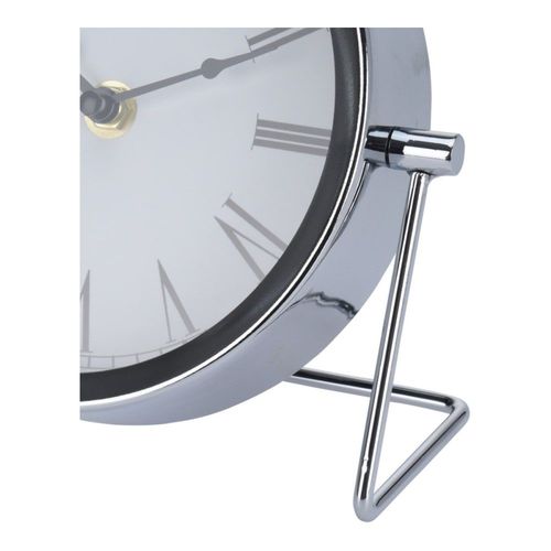 Horloge à poser en métal argenté chiffres romains