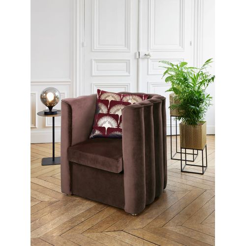 Fauteuil Vintage En Velours Marron