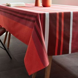 Nappe En Coton Enduit Acrylique Brique Ronde 160 Cm