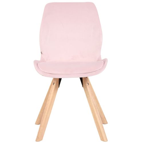 Chaise Avec Pieds En Bois En Velours Rose