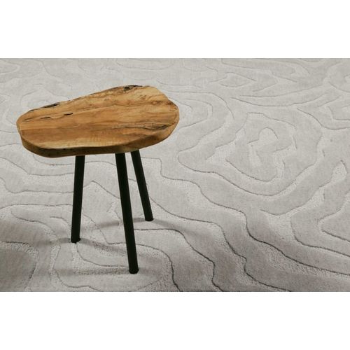 Tapis Fait Main Motif Abstrait Et Relief Taupe 70x140