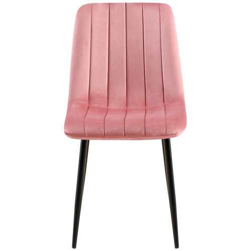 Chaise À Manger Tapissée En Velours Rose