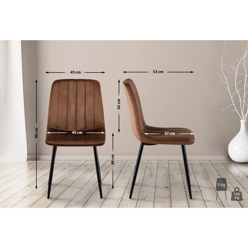 Chaise De Salle À Manger Avec Pieds Métal Assise En Velours Marron