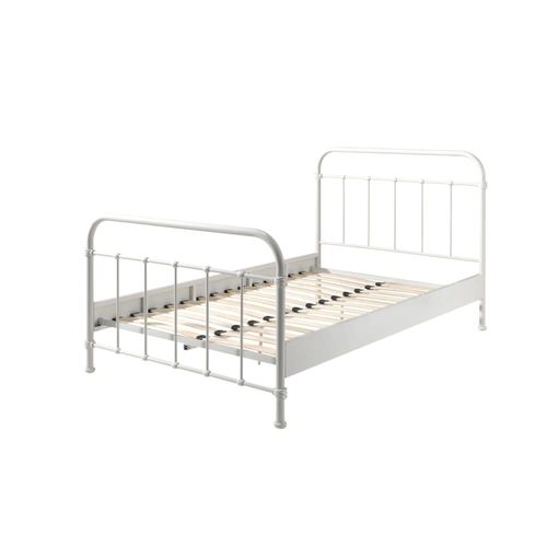 Lit Enfant En Métal Blanc Avec Sommier 120x200