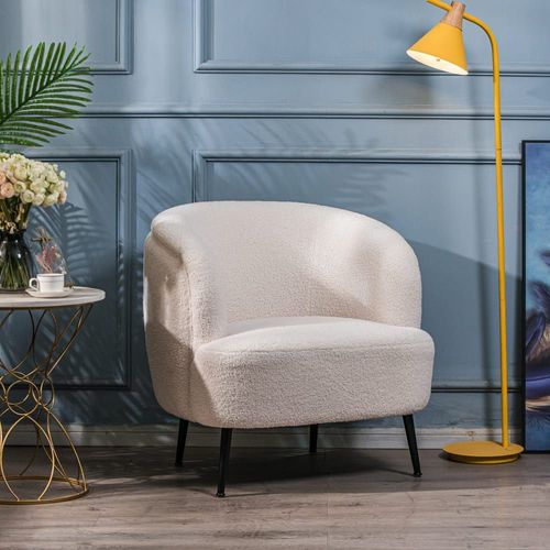 Fauteuil De Salon En Métal Et Bouclettes Blanches