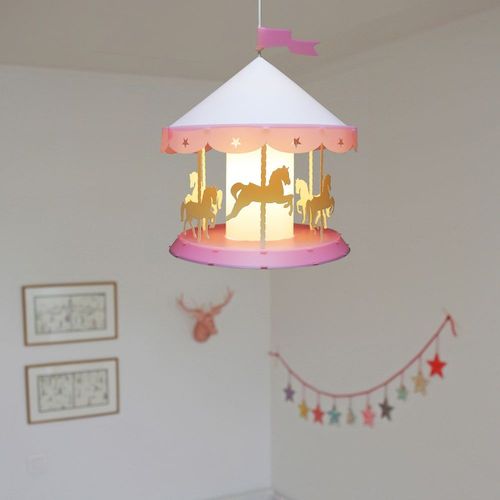 Suspension Enfants Manège Rose 36cm