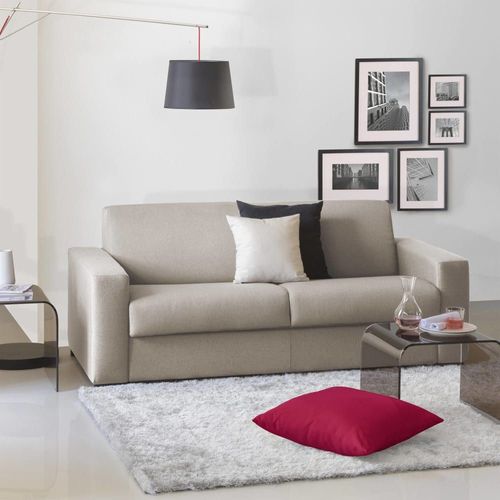 Canapé Lit 3 Places En Tissu Tourterelle 220x95 Cm
