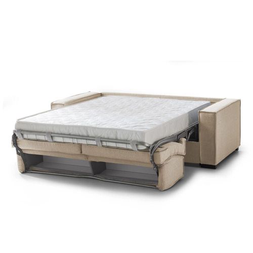 Canapé Lit 3 Places En Tissu Beige 220x95 Cm