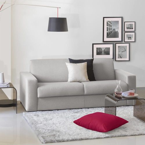 Canapé Lit 2 Places En Tissu Gris 160x95 Cm