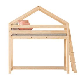 Lit Cabane Mi-Hauteur 70x140 Sommier Inclus Beige