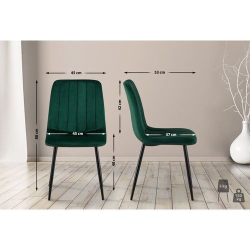 Chaise De Salle À Manger Avec Pieds Métal Assise En Velours Vert