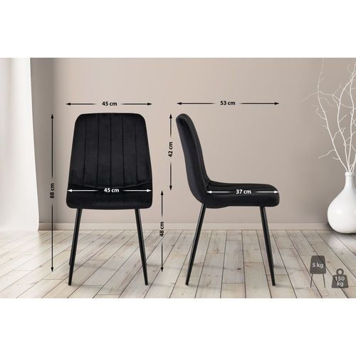 Chaise De Salle À Manger Avec Pieds Métal Assise En Velours Noir