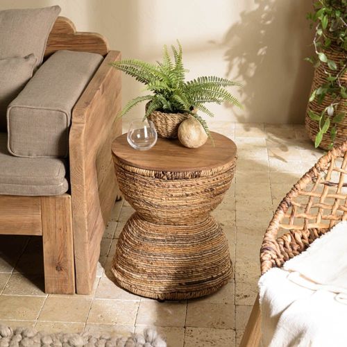 Tabouret Assise En Bois De Teck Recyclé