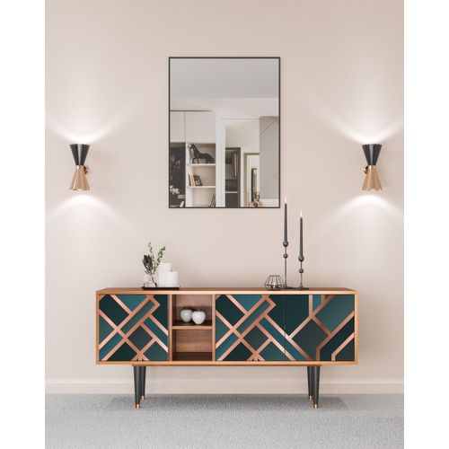 Meuble Tv Bleu-Vert 3 Tiroirs L 150 Cm