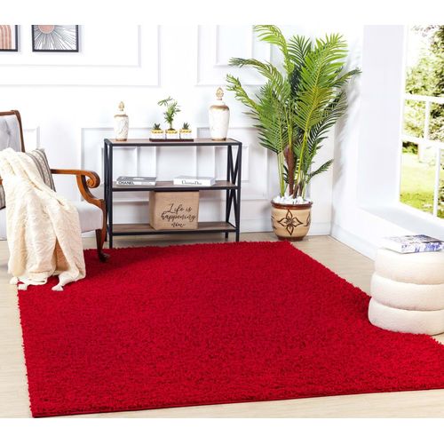 Tapis Shaggy Uni Rouge 120x170